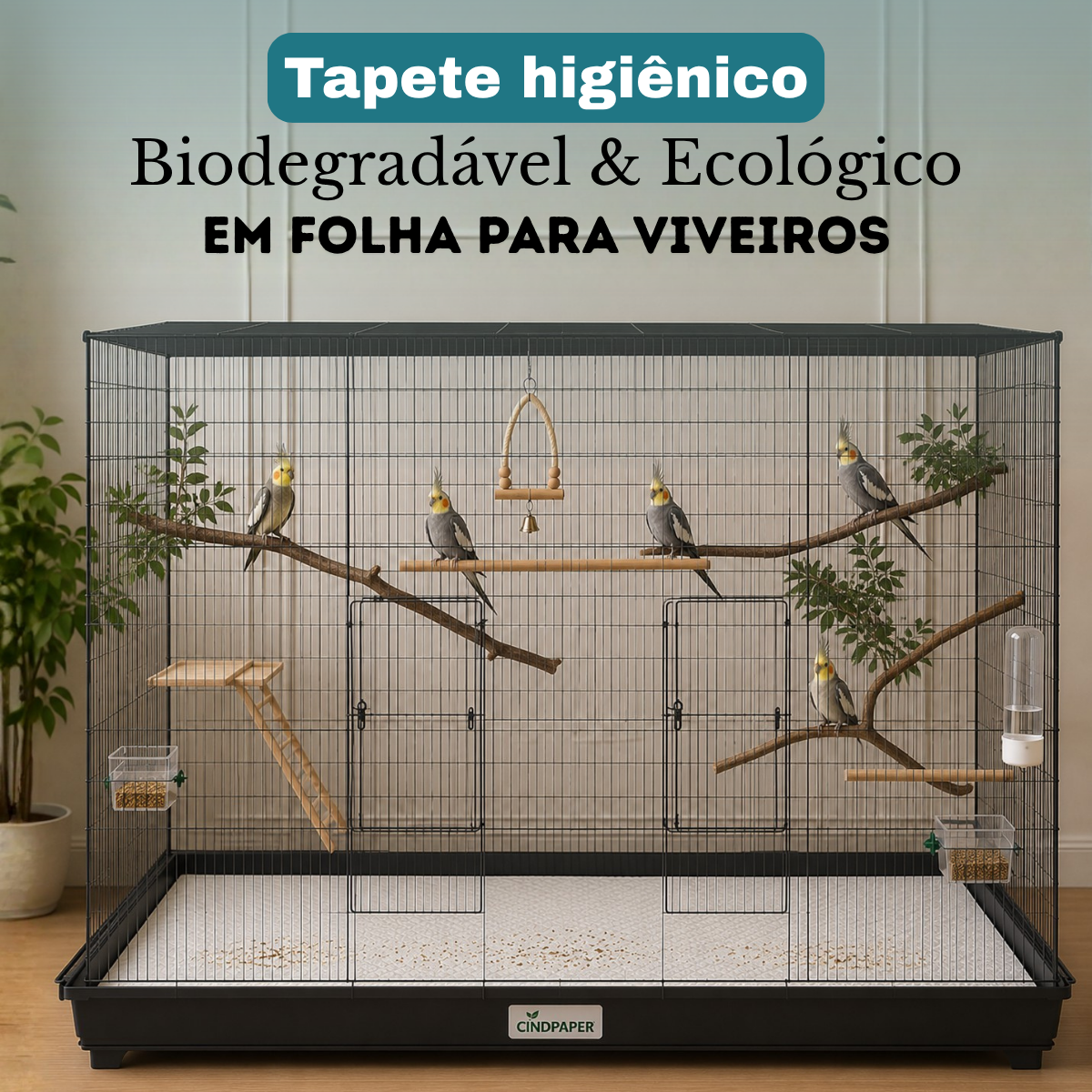 Tapete para Gaiola Grande e Viveiro - Rolo 48 cm × 14 m