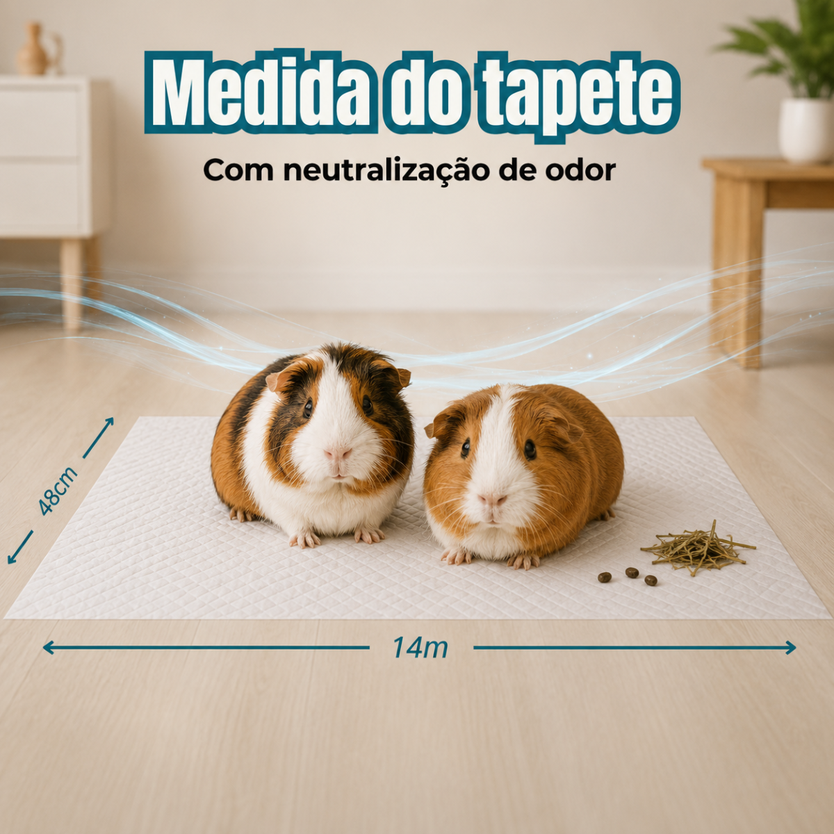Tapete para Porquinho-da-Índia - Rolo 48 cm × 14 m