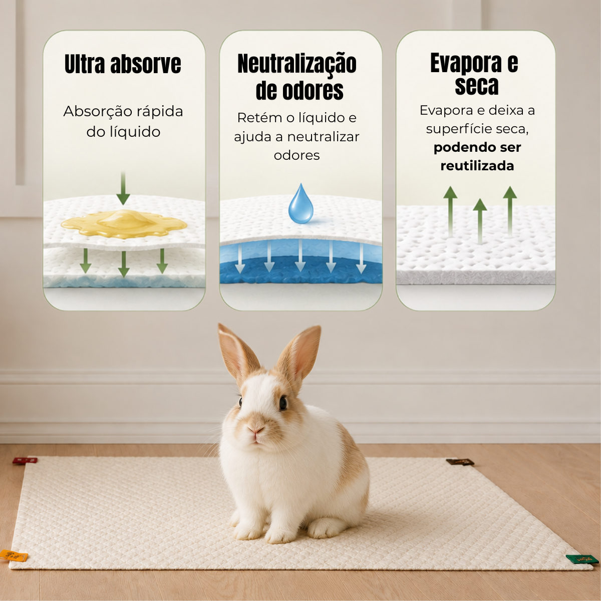 Tapete Higiênico para Coelhos 48×70 - Caixa com 20