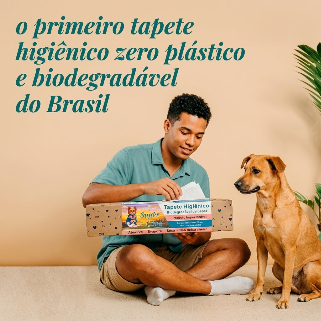 Tutora em casa com o cão e o rolo CindPaper