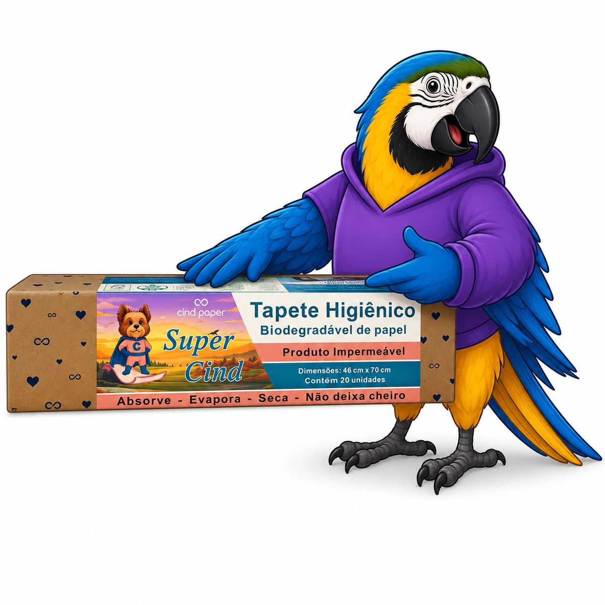 Tapete Higiênico para Aves - Gaiolas Grandes - Medida 48cm X 14m - com 20 unidades